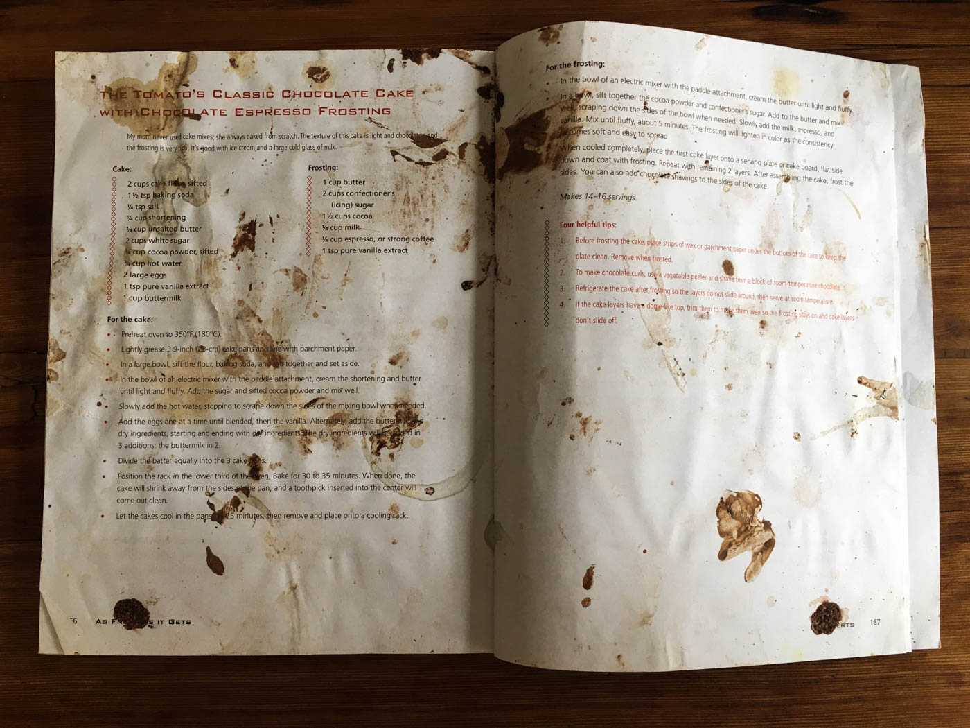 messy cookbook pages