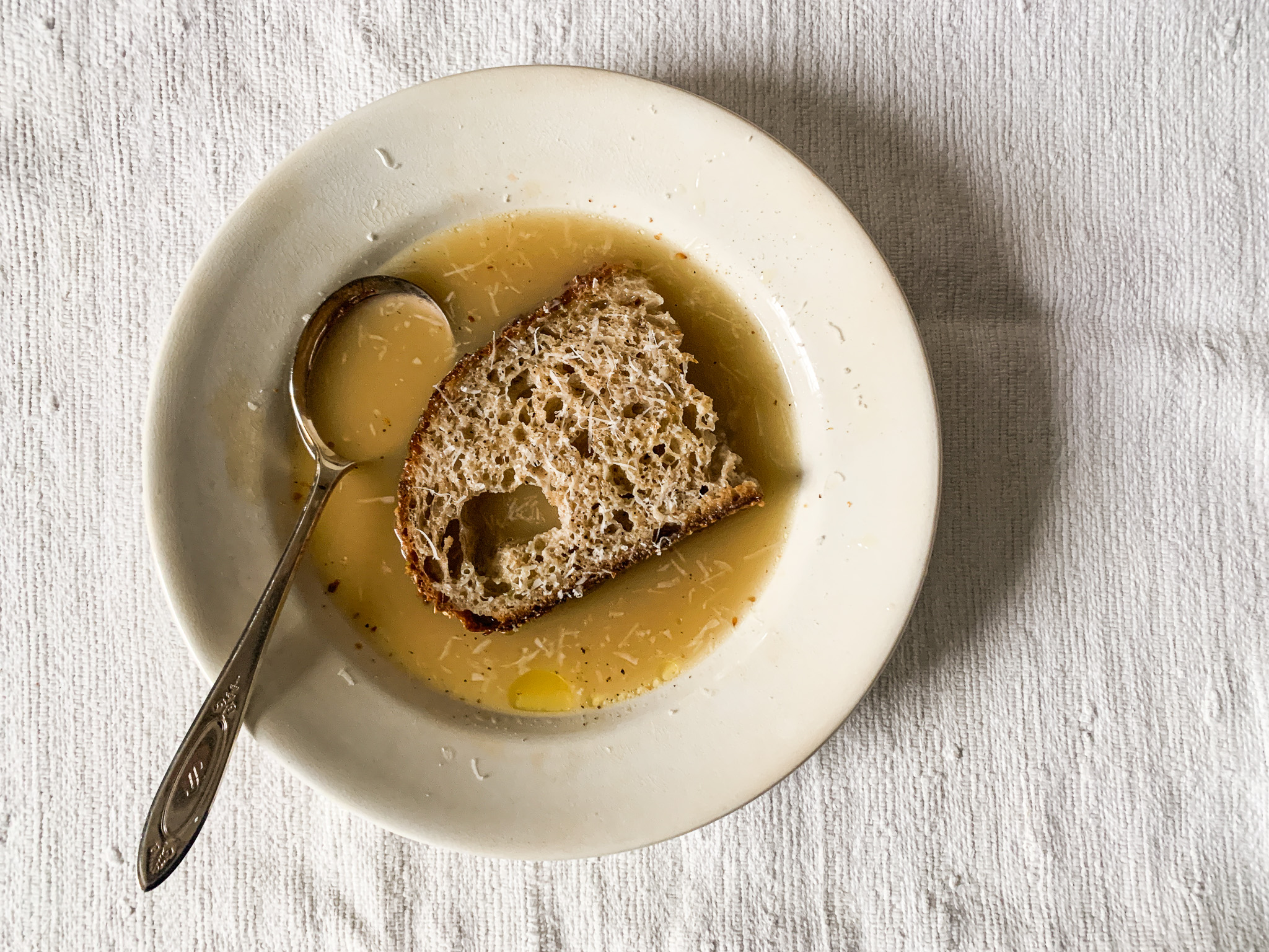 garlic soup with crusty toast